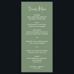 Minimalist Sage Green Modern Wedding Menu<br><div class="desc">Modern sage green wedding menu featuring a simple design with the header in an elegant script typography and your menu in a minimalist sans serif font.  This chic wedding menu works well with any style of wedding.</div>