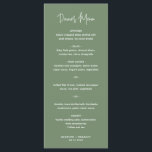 Minimalist Sage Green Modern Wedding Menu<br><div class="desc">Modern sage green wedding menu featuring a simple design with the header in an elegant script typography and your menu in a minimalist sans serif font.  This chic wedding menu works well with any style of wedding.</div>