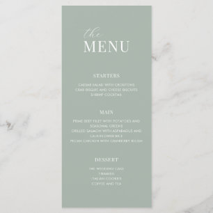 Minimalist Sage Green Modern Wedding Menu