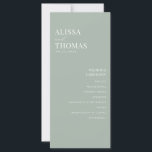 Minimalist Sage Green Modern Wedding Program<br><div class="desc">Modern wedding programs with minimalist typography design in sage green colour.</div>