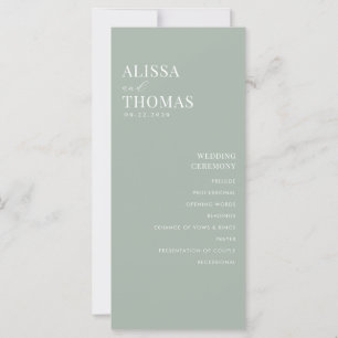 Minimalist Sage Green Modern Wedding Program