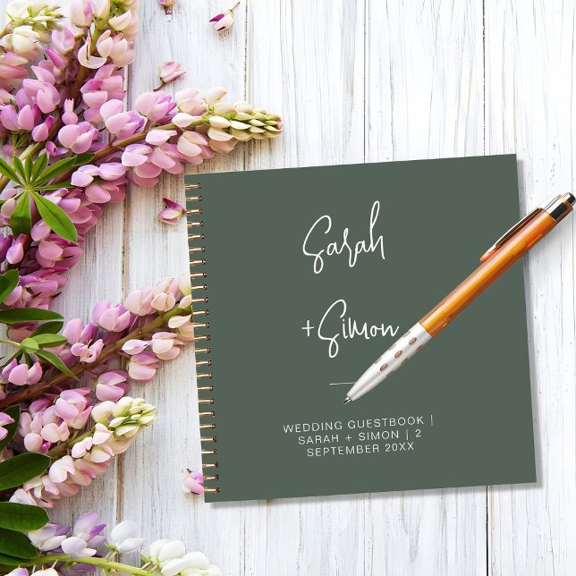 Minimalist Sage Green Moss Wedding Guest Notebook (Creator Uploaded)