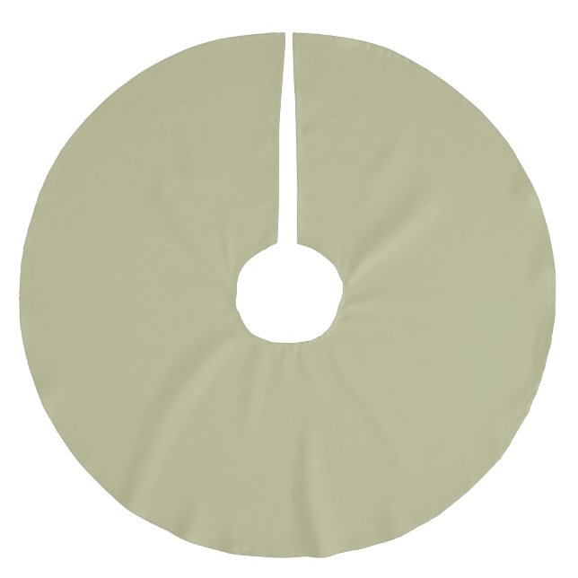 Minimalist sage green plain solid simple Christmas Brushed Polyester Tree Skirt (Front)