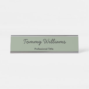 Minimalist Sage Green Professional Simple Desk Name Plate