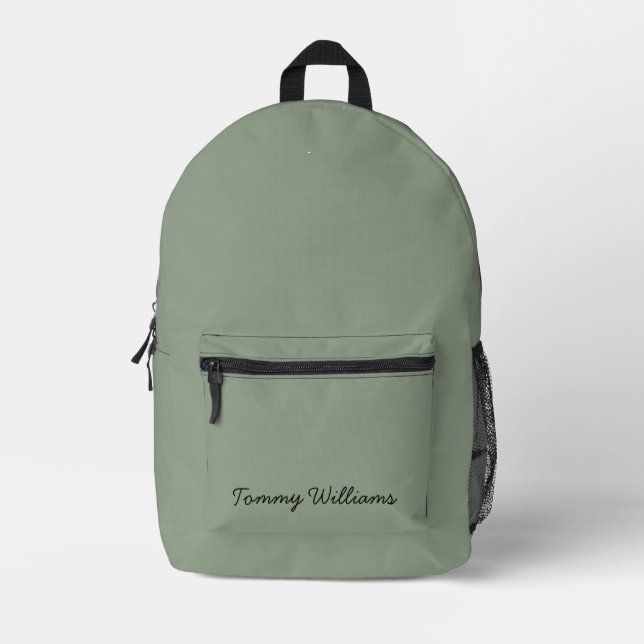 Minimalist Sage Green Professional Simple Printed Backpack (Front)