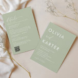 Minimalist Sage Green QR Code All in One Wedding Invitation<br><div class="desc">Minimalist Contemporary QR Code All in One Wedding Invitation</div>