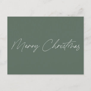 Minimalist Sage Green Script Merry Christmas Postcard