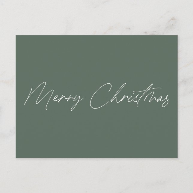 Minimalist Sage Green Script Merry Christmas  Postcard (Front)