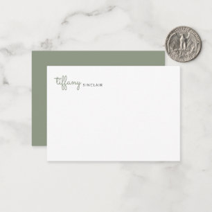 Minimalist Sage Green Script Modern Chic Custom Card