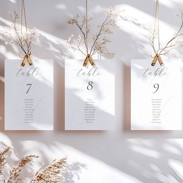 Minimalist Sage Green Script Wedding Place Cards (Creator Uploaded)