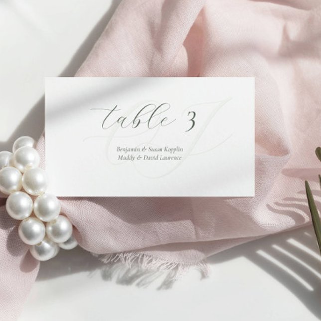 Minimalist Sage Green Script Wedding Place Cards (Creator Uploaded)