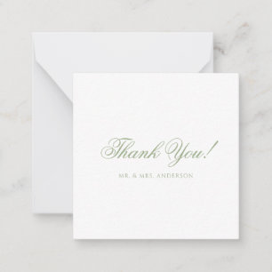 Minimalist Sage Green Script Wedding Thank You Card