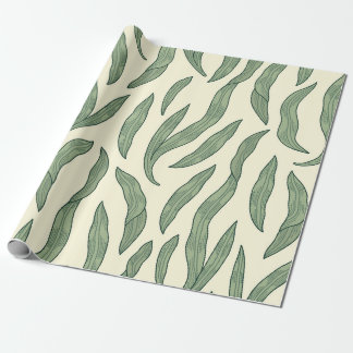 Minimalist Sage Green Seaweed Kelp Botanical Wrapping Paper