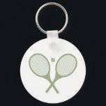 Minimalist Sage Green Tennis Racquets Ball      Key Ring<br><div class="desc">Classic and elegant, sage green Tennis Rackets. Gift for a tennis player, sage racquet tennis match on a white background. Personalised Gift for a tennis player. Trendy tennis players' home decor. Trendy modern tennis player gifts. Cool retro modern gift for your school tennis coach or school tennis team! Tennis player...</div>