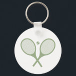 Minimalist Sage Green Tennis Racquets Ball      Key Ring<br><div class="desc">Classic and elegant, sage green Tennis Rackets. Gift for a tennis player, sage racquet tennis match on a white background. Personalised Gift for a tennis player. Trendy tennis players' home decor. Trendy modern tennis player gifts. Cool retro modern gift for your school tennis coach or school tennis team! Tennis player...</div>