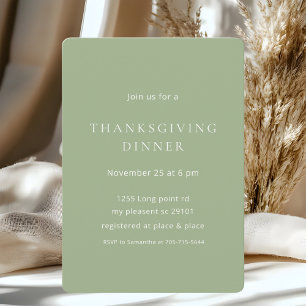 Minimalist Sage Green Thanksgiving Dinner Invitation