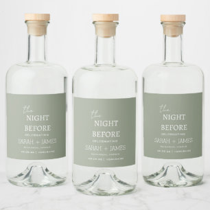 Minimalist Sage Green the Night Before Wedding Liquor Bottle Label