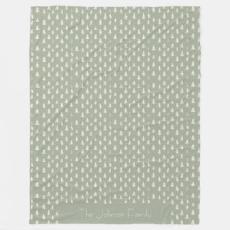 Minimalist Sage Green Tree Name Fleece Blanket