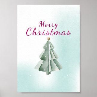 Minimalist Sage Green Watercolor Christmas Tree Poster