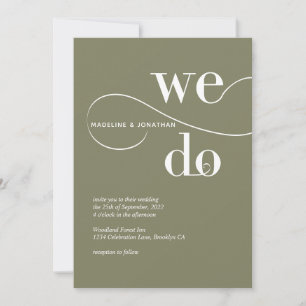 Minimalist Sage Green We Do Calligraphy Wedding Invitation