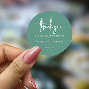 Minimalist Sage Green Wedding  Classic Round Sticker