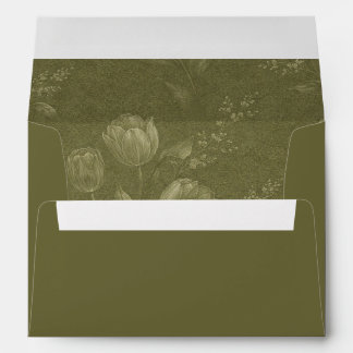 Minimalist Sage Green Wedding Envelope with Liner