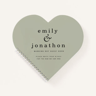 Minimalist Sage Green Wedding Heart Guest Book