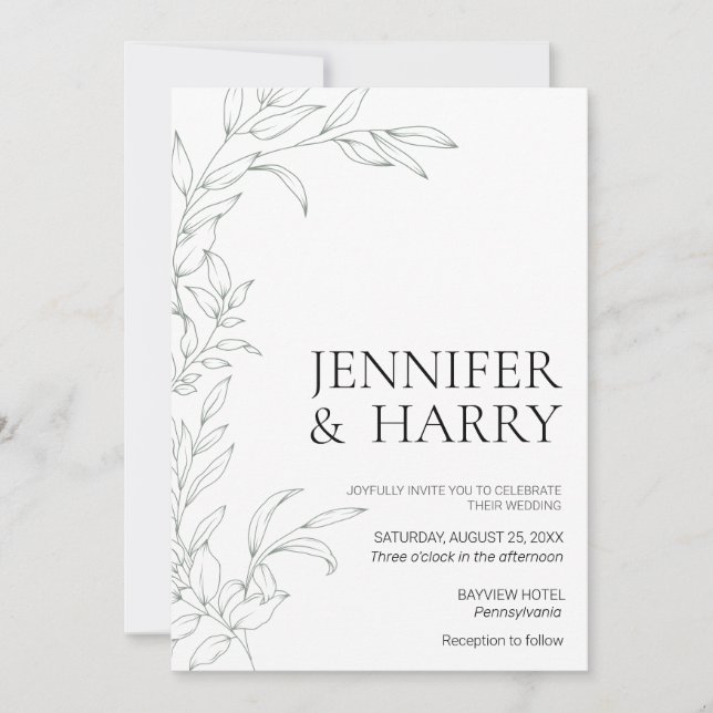 Minimalist Sage Green Wedding Invitation (Front)