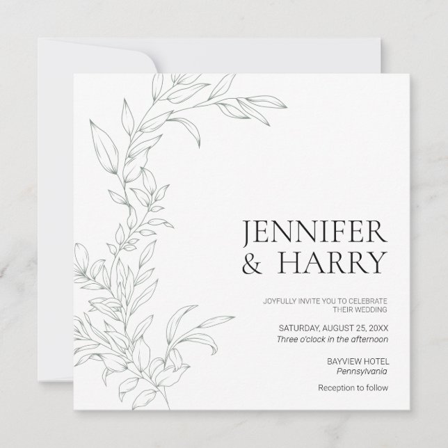Minimalist Sage Green Wedding Invitation (Front)