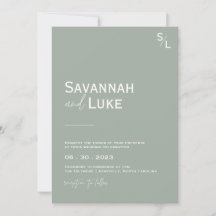 Minimalist Sage Green Wedding Invitation