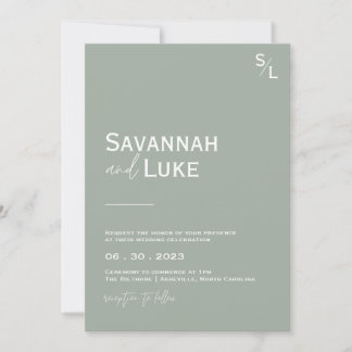 Minimalist Sage Green Wedding Invitation