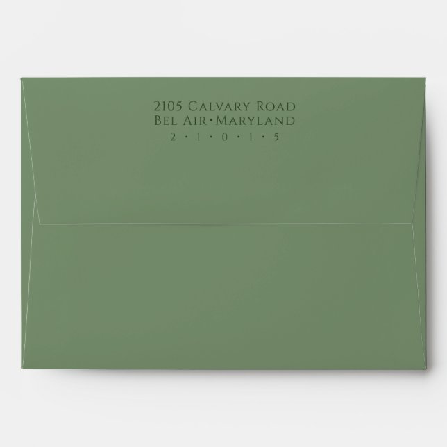 Minimalist Sage Green Wedding Invitation Outer Envelope (Back (Top Flap))