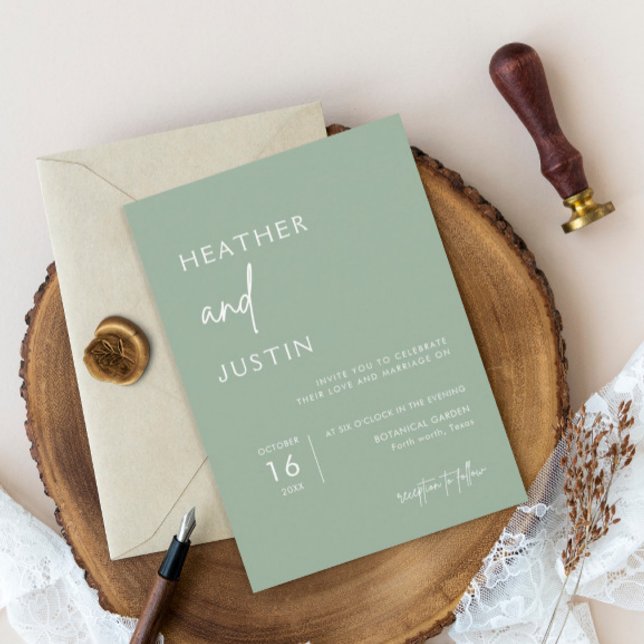 Minimalist Sage Green Wedding Invitations (Creator Uploaded)