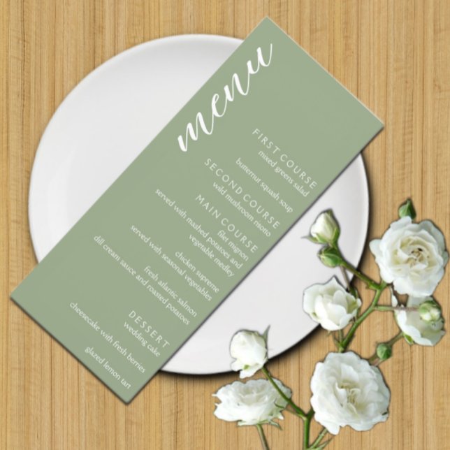 Minimalist Sage Green Wedding Menu (Creator Uploaded)