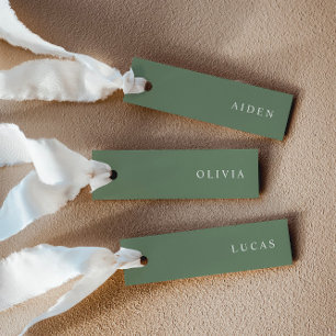 Minimalist Sage Green Wedding Name Place Cards