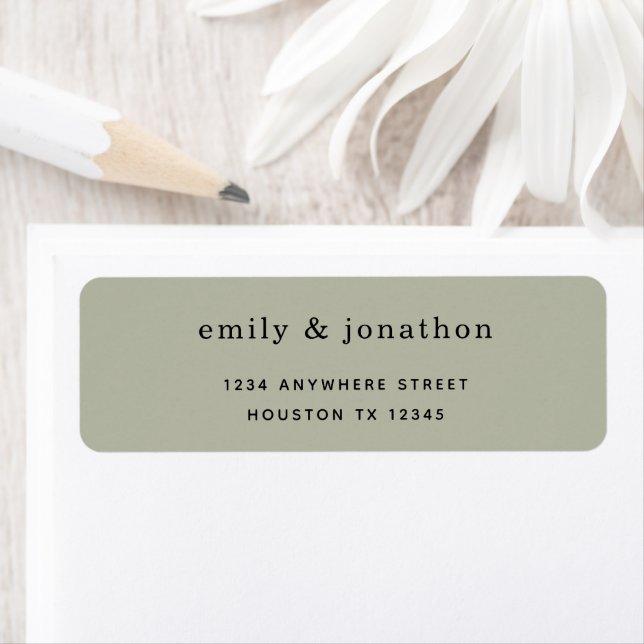 Minimalist Sage Green Wedding Return Address Label (Insitu)