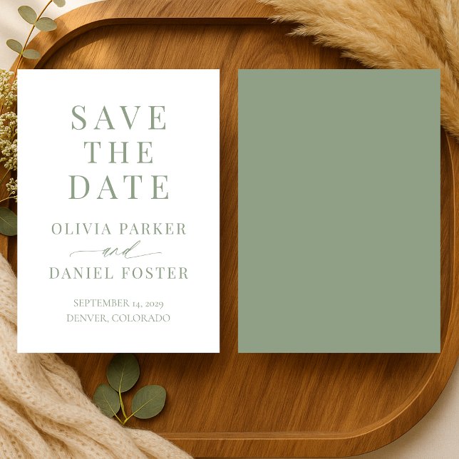 Minimalist Sage Green Wedding Save the Date (Creator Uploaded)