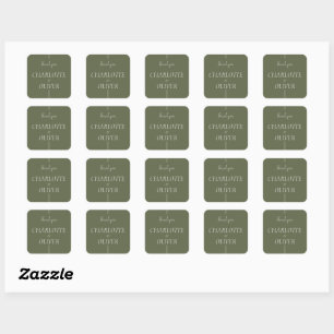 Minimalist Sage Green Wedding Square Sticker