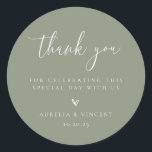 Minimalist Sage Green Wedding Thank You Classic Round Sticker<br><div class="desc">Minimalist Sage Green,  wedding thank you favour stickers.</div>