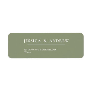 Minimalist Sage Green & White Simple Wedding Return Address Label