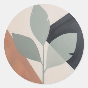 Minimalist Sage Leaf Abstract Classic Round Sticker