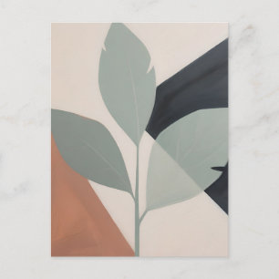 Minimalist Sage Leaf Abstract Postcard