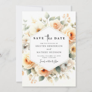 Minimalist Sage Peach Wedding Save The Date