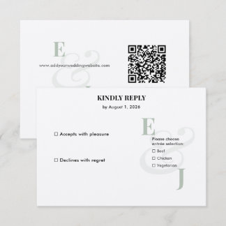 Minimalist Sage Small 2 RSVP Card | QR Code