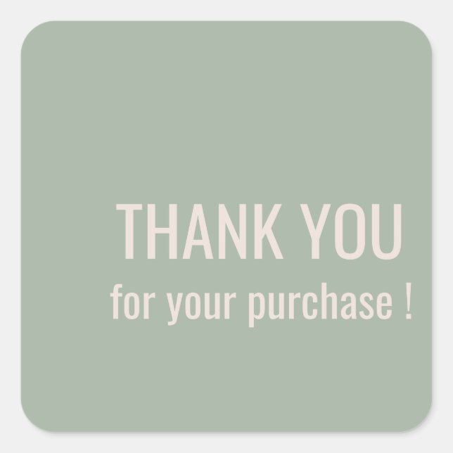Minimalist Sage Thank You Square Sticker  (Front)