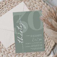 Minimalist Sage Thirty 30th Birthday Party