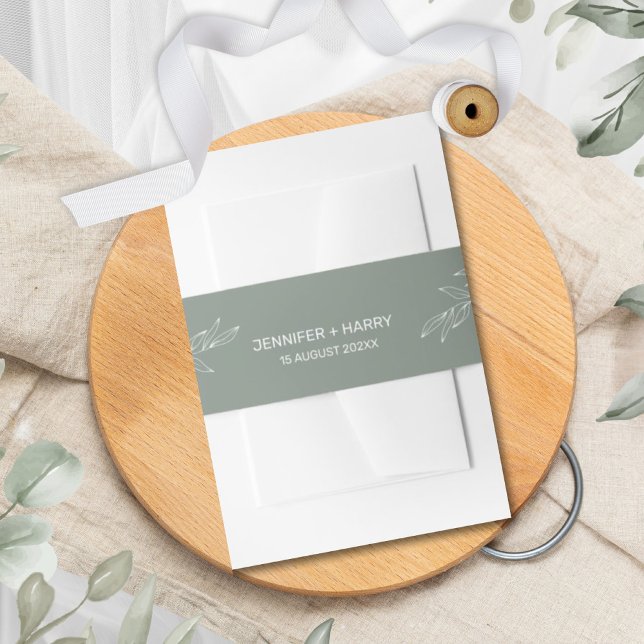 Minimalist Sage Wedding  Invitation Belly Band (Creator Uploaded)