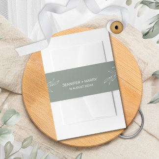 Minimalist Sage Wedding Invitation Belly Band