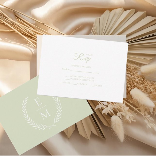 Minimalist Sage Wedding RSVP Cards (Creator Uploaded)