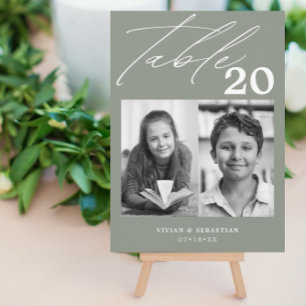 Minimalist Sage Wedding Table Number Two Pictures